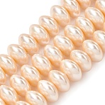 Electroplate Opaque Glass Imitation Pearl Beads Strands, Rondelle, PeachPuff, 10x6mm, Hole: 1mm, about 63pcs/strand, 14.96''(38cm)(EGLA-H113-04A)