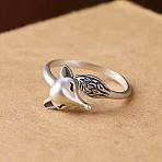 Brass Cuff Open Rings, Fox, Platinum, Inner Diameter: 15~20mm(FS-WG3EF6E-01)