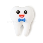 Dentist Theme Silicone Beads, Focal Beads, White, Tooth, 22.5x18x17mm, Hole: 2.5mm(SIL-D014-04D)