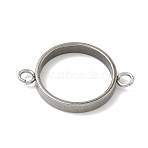 304 Stainless Steel Open Back Bezel Connector Charms, for DIY UV Resin, Epoxy Resin, Pressed Flower Jewelry, Flat Round, Stainless Steel Color, 18x25.5x3mm, Hole: 2.5mm, Inner Diameter: 16mm(STAS-B126-05C-P)