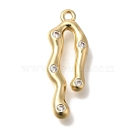 Brass Micro Pave Cubic Zirconia Pendants, Lava Fluid Charms, Golden, 21x8x3mm, Hole: 1.3mm(KK-B122-03D-04G)