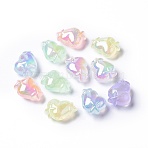 Transparent Acrylic Beads, Glitter Beads, Luminous, Heart, Mixed Color, 14.5x20x10mm, Hole: 2.1mm(OACR-DL0001-01)