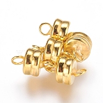 Brass Magnetic Clasps, Flat Round, Golden, 11x7mm, Hole: 2mm(X-KK-P114-07G)