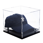 Rectangle Transparent Acrylic Display Boxes, Dust-Proof Cases, with Black Base and 4Pcs Plastic Rings, for Models, Building Blocks, Doll Display Holders, Clear, 21.8x20.05x17.5cm(AJEW-WH0348-595)
