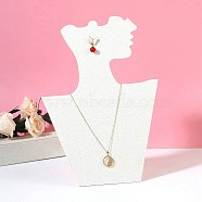 Cardboard Covered with Linen Cloth Necklace & Earring Display Stands, Tabletop Bust Jewelry Holder for Necklace Earring Storage, Photo Props, Linen, 29.5x20.8x0.9cm, Unfold: 10x20.8x25.5cm(ODIS-Q041-07A)