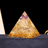 Resin Orgonite Pyramid Display Decorations, with Natural Citrine, for Home Office Desk, 60mm(G-PW0004-55J)