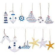 Hanging Resin Pendant Decorations, Mediterranean Style, Wall Decoration, Mixed Shapes, Mixed Color, 12pcs/set(AJEW-PH0017-31-WH)