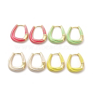 Enamel Teardrop Hoop Earrings, Golden Brass Jewelry for Women, Mixed Color, 24x21.5x5.5mm, Pin: 1mm(EJEW-C054-03G)