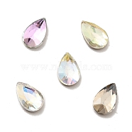 K9 Glass Rhinestone Cabochons, Flat Back & Back Plated, Faceted, Teardrop, Mixed Color, 8x5x2mm(RGLA-F071-A)