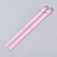 Silicone Watch Bands, with 201 Stainless Steel Clasps, Pearl Pink, 8-7/8 inch(22.5~22.7cm), 10x3mm(SIL-S001-06)