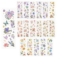 18 Sheets 6 Style Waterproof PET Flower Pattern Self Adhesive Hot Stamping Stickers, DIY Hand Account Photo Album Decoration Sticker, Mixed Color, 18x6x0.01cm, Stickers: 4~61x4~59mm, 3 Sheets/style(DIY-GL0003-93)