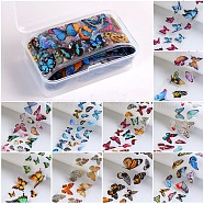 10 Style Transfer Foil Nail Art Stickers, Nail Decals, DIY Nail Tips Decoration for Women, Butterfly Pattern, 50x4cm, 10sheets/box, Box: 8.6x5.6x2.45cm(MRMJ-F012-04A)