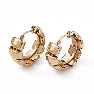 201 Stainless Steel Rectangle Beaded Hoop Earrings with 304 Stainless Steel Pins for Women, Golden, 29.5x31x11.5mm, Pin: 0.7~0.8x1~1.5mm(EJEW-B016-15A-G)