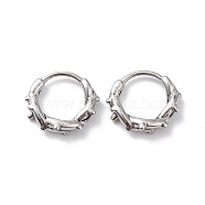 304 Stainless Steel Thorns Hoop Earrings for Women, Stainless Steel Color, 14.5x16x3.5mm, Pin: 1mm(EJEW-F312-02AS)