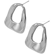 304 Stainless Steel Fashion Oval Stud Earrings for Women, Minimalist Geometric Design, Silver, 21x21mm(RE6762-1)