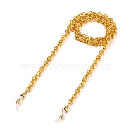 Eyeglasses Chains, Neck Strap for Eyeglasses, with Aluminium Cable Chains, 304 Stainless Steel Lobster Claw Clasps and Rubber Loop Ends, Textured, Golden, 28.77 inch(70.5cm)(AJEW-EH00262)