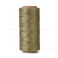 Waxed Polyester Cord, Micro Macrame Cord, Waxed Sewing Thread, Flat, Olive, 0.8mm, about 284.33 yards(260m)/roll(YC-I003-A14)
