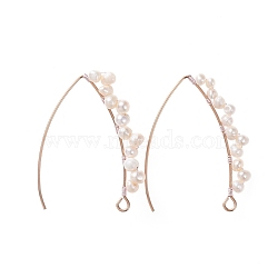 (Jewelry Parties Factory Sale), Dangle Earrings, with Natural Pearl Beads, 304 Stainless Steel Earring Hooks and Copper Wire, Rose Gold, 41.5mm, Pin: 0.8mm(EJEW-JE03986)