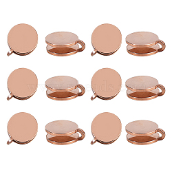 12Pcs 304 Stainless Steel Cuff Earrings, Flat Round, Rose Gold, 13x12mm(EJEW-HS0001-27)