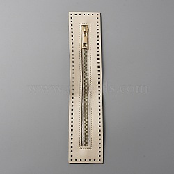 Alloy Zipper, with PU Leather Frame, for Crochet Purse Making, Rectangle, Cornsilk, 270x55x2.5mm, Hole: 3x3mm(FIND-WH0111-162C)