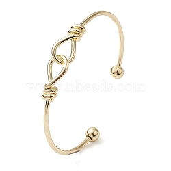 Teadrop Knot Brass Cuff Bangles, Long-Lasting Plated, Lead Free & Cadmium Free, Real 18K Gold Plated, Inner Diameter: 2-1/4 inch(5.76cm)(BJEW-D039-42G)