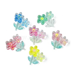 Translucent Resin Cabochons, Flower, Mixed Color, 10.5x11x3mm(RESI-E039-27)