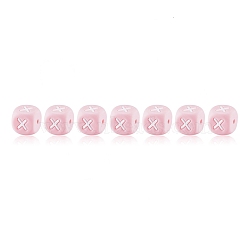 20Pcs Pink Cube Letter Silicone Beads 12x12x12mm Square Dice Alphabet Beads with 2mm Hole Spacer Loose Letter Beads for Bracelet Necklace Jewelry Making, Letter.X, 12mm, Hole: 2mm(JX435X)