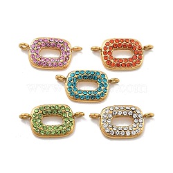 304 Stainless Steel Rhinestone Connector Charms, Rectangle, Ion Plating(IP), Real 14K Gold Plated, Mixed Color, 9x17.5x2mm, Hole: 1mm(STAS-M092-09G)