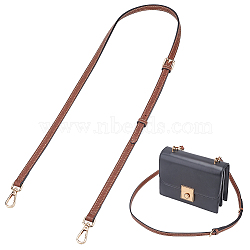 Cowhide Bag Straps, with Golden Plated Alloy Swivel Clasps, Saddle Brown, 110.9x1.15x0.35~1.1cm(FIND-WH20018-10A)