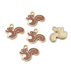 Alloy Enamel Pendants, Squirrel, Light Gold, Camel, 15x17x1.2mm, Hole: 2mm(ENAM-CJC0016-02E)