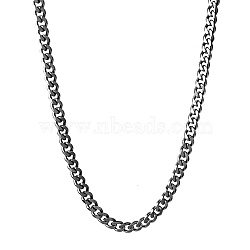 201 Stainless Steel Curb Chain Necklaces, Black, 23.62 inch(60cm)(NJEW-Q336-09B-EB)