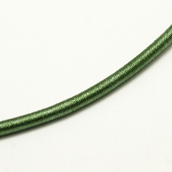 Round Plastic Tube Cords, Covered with Silk Ribbon, Olive Drab, 450~480x3~3.5mm