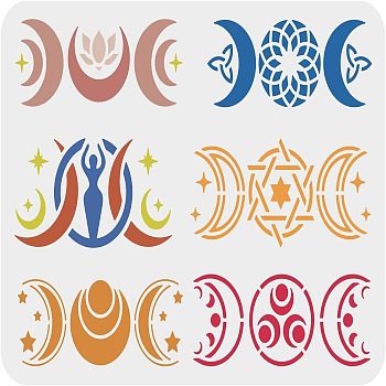 Plastic Reusable Drawing Painting Stencils Templates, for Painting on Fabric Tiles Floor Furniture Wood, Rectangle, Moon Pattern, 297x210mm