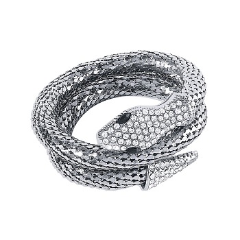 Alloy Popcorn Chain Bracelets, Rhinestone Snake Bracelet, Gunmetal, Inner Diameter: 2 inch(5.1cm)