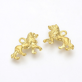 Tibetan Style Alloy Pendants, Lion, Golden, 21x15x4mm, Hole: 2mm