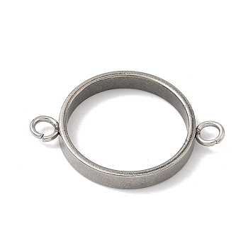 304 Stainless Steel Open Back Bezel Connector Charms, for DIY UV Resin, Epoxy Resin, Pressed Flower Jewelry, Flat Round, Stainless Steel Color, 18x25.5x3mm, Hole: 2.5mm, Inner Diameter: 16mm