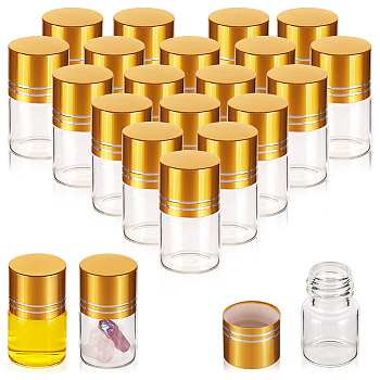 CRASPIRE Glass Bead Containers, with Alumite Cover, Refillable Bottle, Column, Clear, 2.2x3.8cm, 20 sets/box