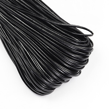 PU Leather Cord, Imitation Leather Cord, Flat, Black, 2x1mm, about 103.89 yards(95m)/bundle