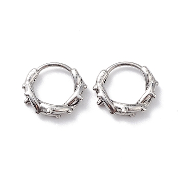 304 Stainless Steel Thorns Hoop Earrings for Women, Stainless Steel Color, 14.5x16x3.5mm, Pin: 1mm