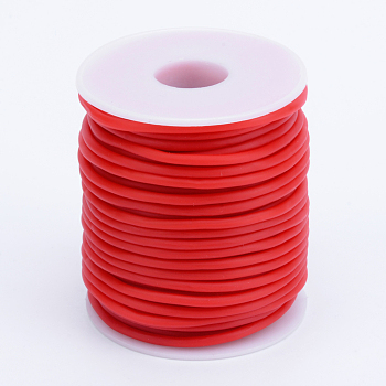Hollow Pipe PVC Tubular Synthetic Rubber Cord, Wrapped Around White Plastic Spool, Red, 3mm, Hole: 1.5mm, about 27.34 yards(25m)/roll
