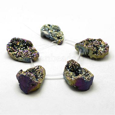 Cuentas de ágata druzy natural electrochapada hebras(G-N0259-01)-2