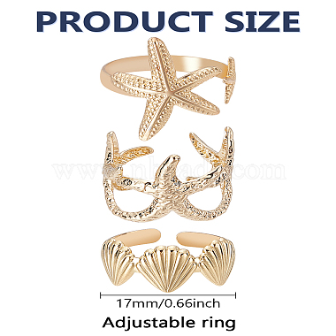 3Pcs 3 Styles Iron Cuff Rings Sets(RJEW-LP0004-10)-2
