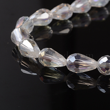 Brins de perles de verre galvanoplastie en forme de larme à facettes(X-EGLA-D015-15x10mm-01)-2