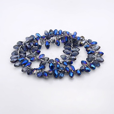 Half Plated Faceted Teardrop Electroplate Glass Pendants Beads Strands(GLAA-A023A-HP03)-2