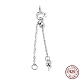 Rhodium Plated 925 Sterling Silver Ends with Chains(STER-P050-03P)-1