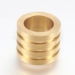 Ion Plating(IP) 304 Stainless Steel Beads, Large Hole Beads, Grooved, Column, Real 18K Gold Plated, 10x8mm, Hole: 7mm(STAS-G164-06G)