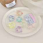 UV Plating Transparent Acrylic Pendants, Headset Charms, Iridescent, Mixed Color, 42.3x38x19.8mm, Hole: 3mm(OACR-N138-34)
