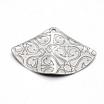 Tarnish Resistant Carved 304 Stainless Steel Fan Pendants, Stainless Steel Color, 20x28.5x2mm, Hole: 1mm(STAS-N073-10)