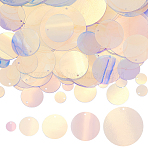 300pcs 5 Styles Iridescent PVC Paillette/Sequins Pendants, Flat Round, Ornament Accessories, Plum, 10~40x0.2mm, Hole: 1.4mm(PVC-SC0001-10)
