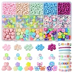 DIY Bracelets Jewelry Mkaing Finding Kits, including Glass Seed Beads, Acrylic Beads, Polymer Clay Beads, Mixed Color, 4mm, Hole:1.5mm, 12g(DIY-FS0007-82)